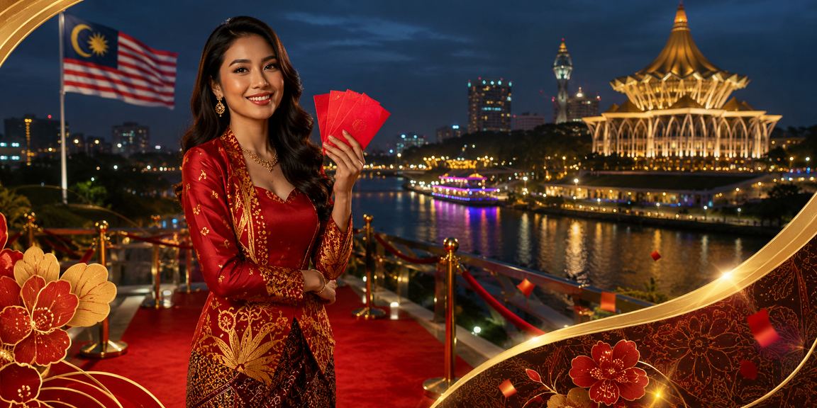 Sampul merah bonus dengan motif batik di Kuching Sarawak — deposit 190e